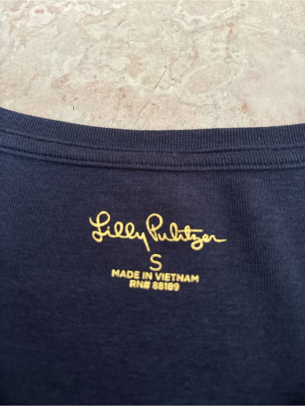 Lilly Pulitzer Navy Short-Sleeve Scoop Neck Tee Size Small - Picture 3 of 5